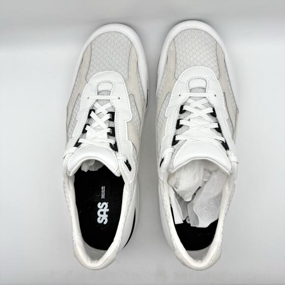 SAS Mens Journey Mesh Walking Sneakers US 14.5 Wide EU 47.5 White Suede NWOB